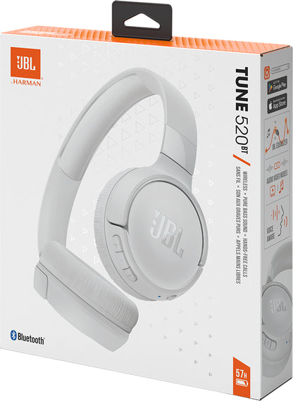 Handsfree Bluetooth JBL Tune 520BT, Multipunt, A2DP, Wit JBLT520BTWHT