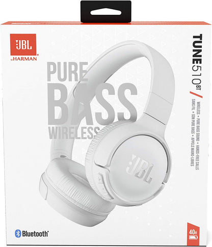 Kit mains libres Bluetooth JBL Tune 510BT, MultiPoint, A2DP, Blanc JBLT510BTWWHTEU