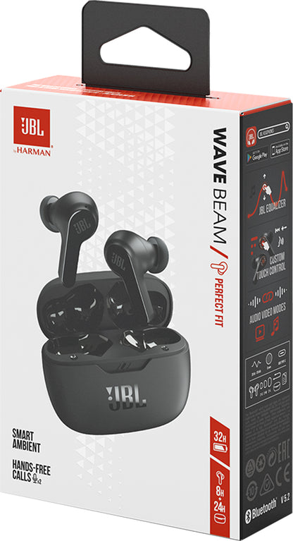 Handsfree Bluetooth JBL Wave Beam, TWS, Zwart JBLWBEAMBLK