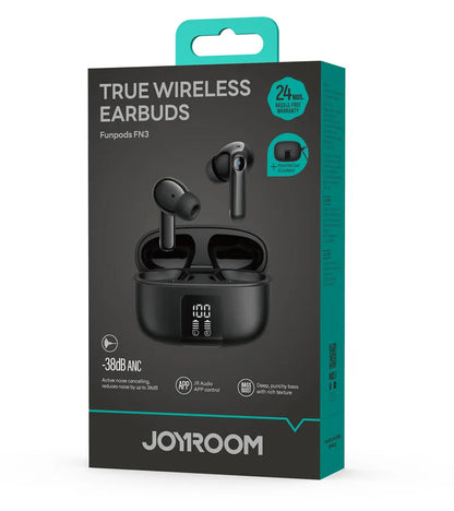 Bluetooth-Headset Joyroom Funpods JR-FN3, TWS, ANC, Schwarz