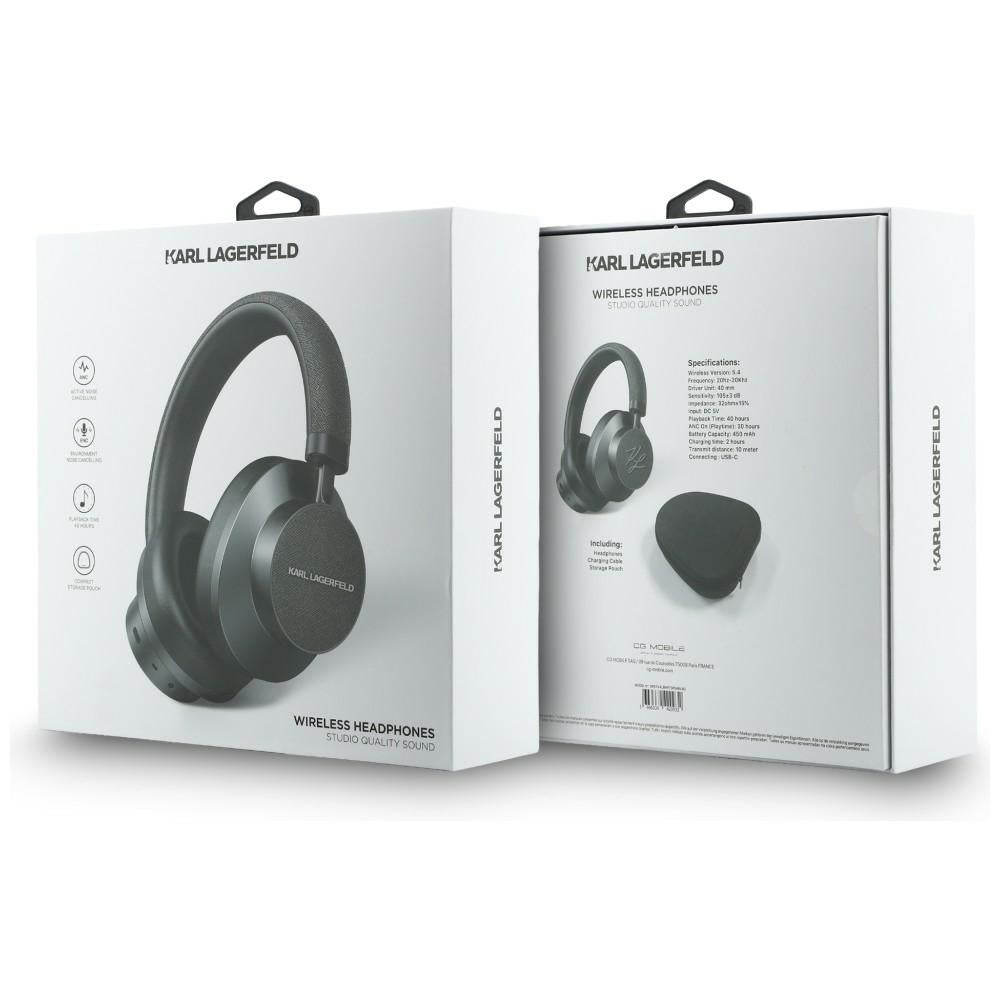 Handsfree Bluetooth Karl Lagerfeld Saffiano Elongated, A2DP, ANC, Gri