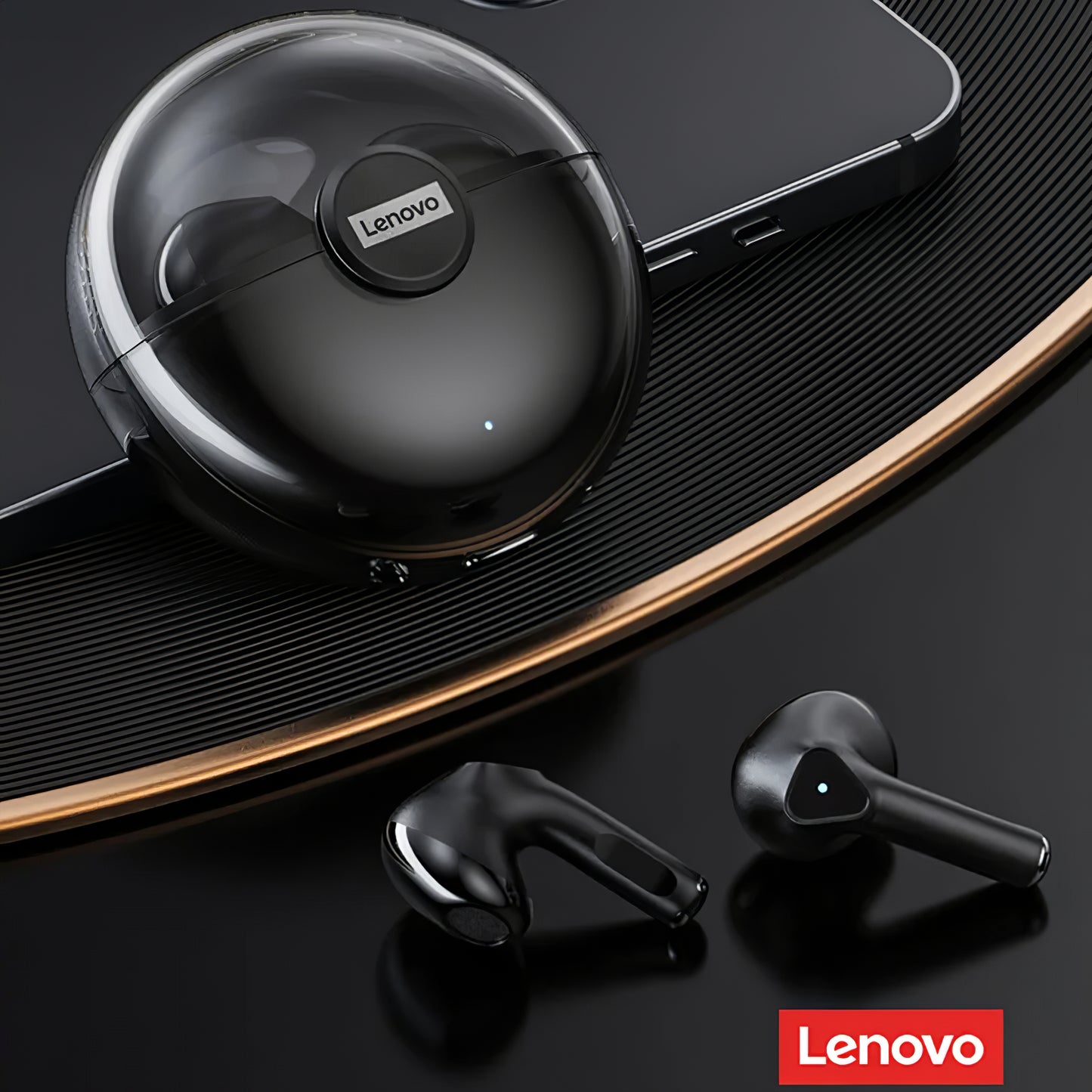 Handsfree Bluetooth Lenovo LP80, TWS, Zwart 