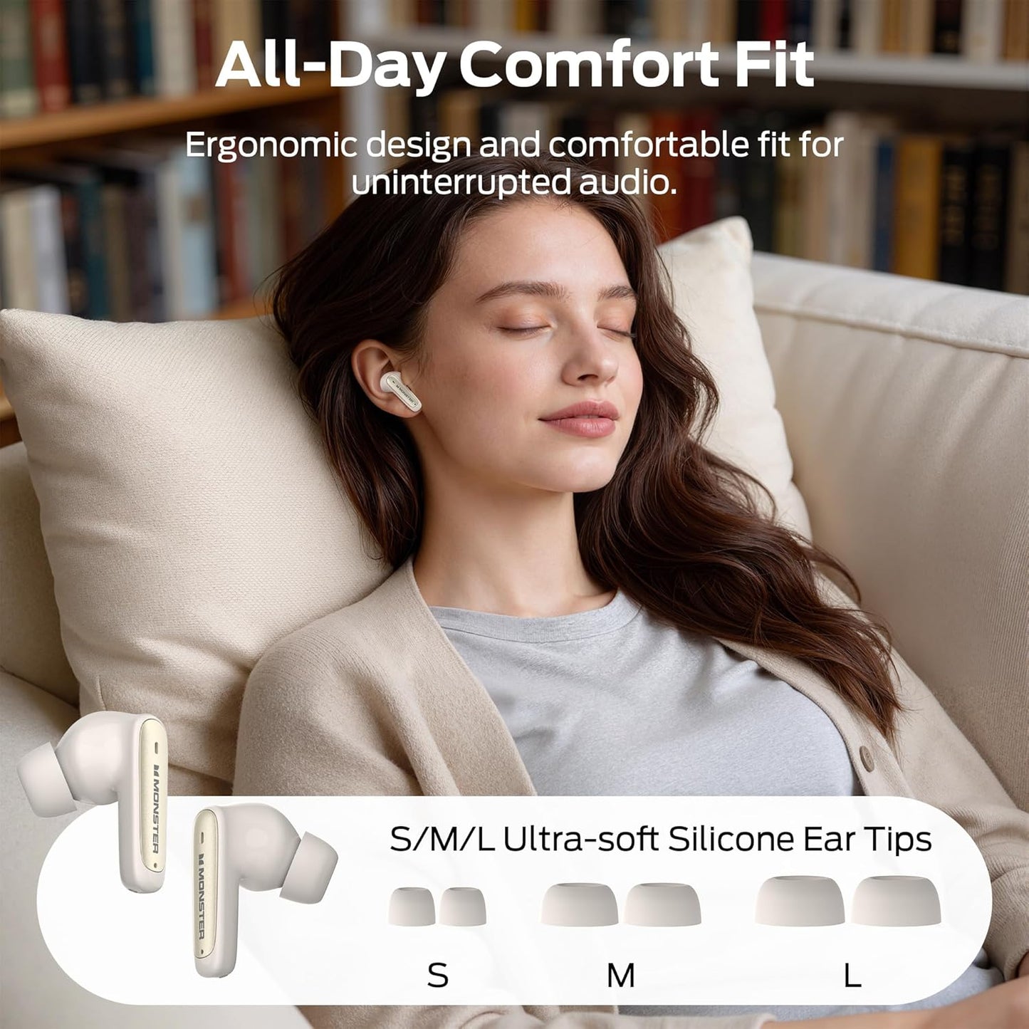 Handsfree Bluetooth Monster N-Lite 310, TWS, Lichtcrème