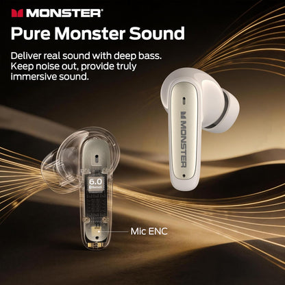 Kit mains libres Bluetooth Monster N-Lite 310, TWS, Crème Clair