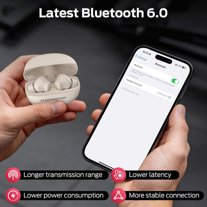 Kit mains libres Bluetooth Monster N-Lite 310, TWS, Crème Clair