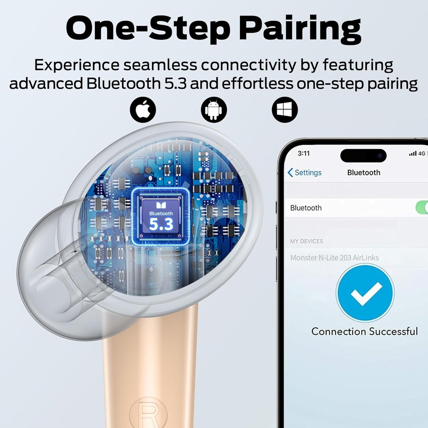 Bluetooth-Freisprecheinrichtung Monster N-Lite 203 AirLinks, TWS, Gold