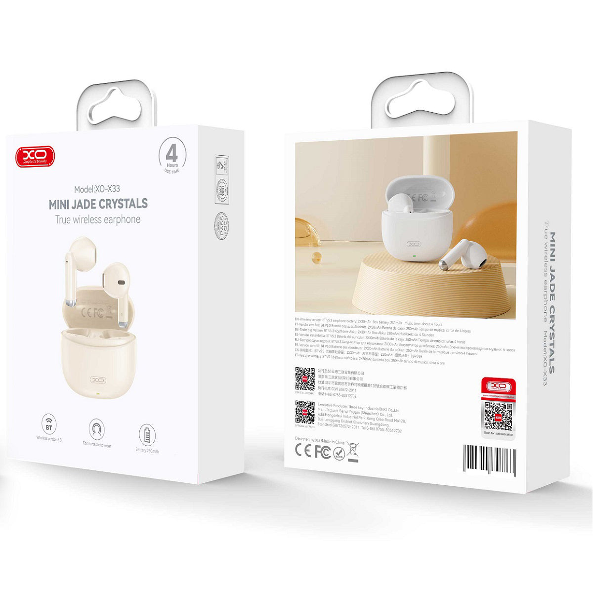 Handsfree Bluetooth XO Design X33, TWS, Beige 