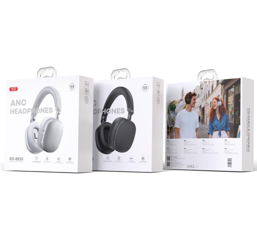 Handsfree Bluetooth XO Design BE55, A2DP, ANC, Zilver