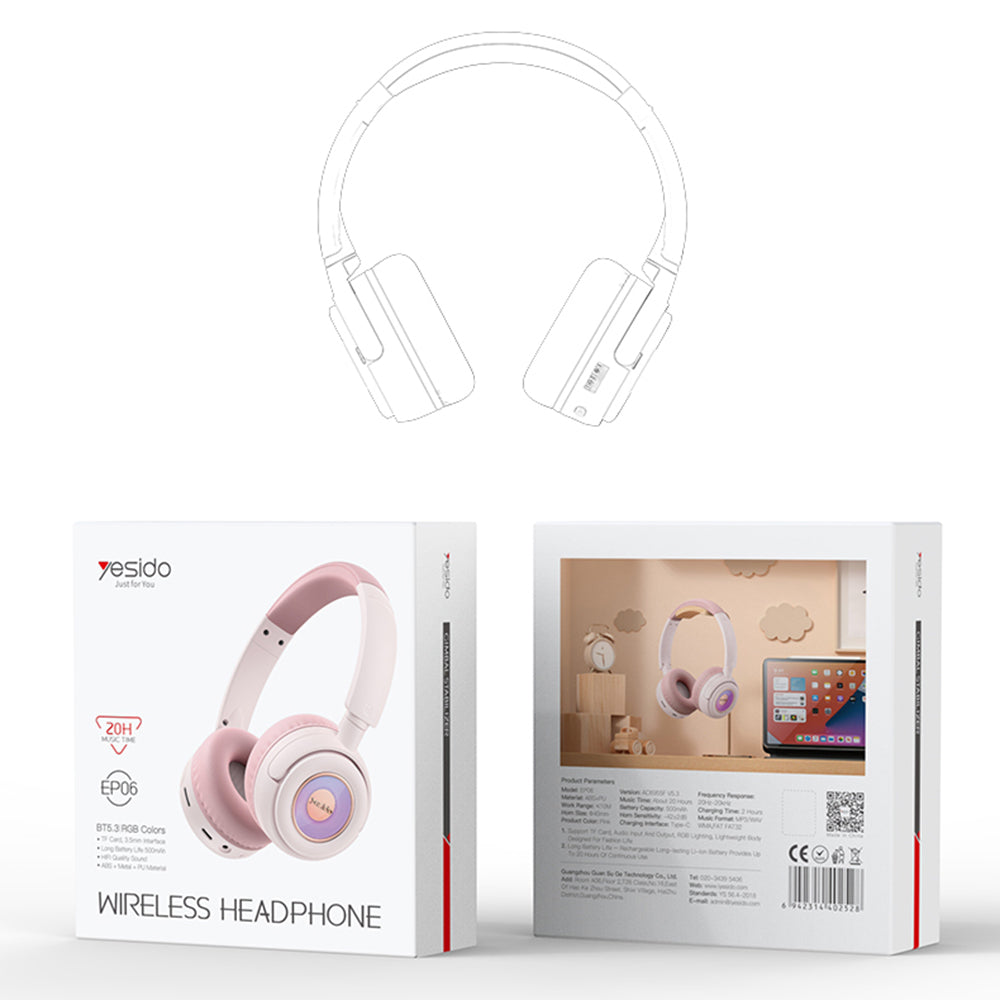 Handsfree Bluetooth Yesido EP06 Kids, A2DP, Zwart