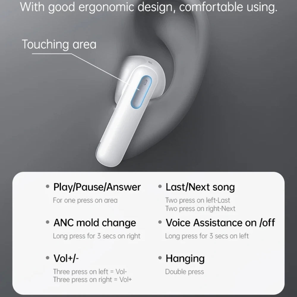 Handsfree Bluetooth Yesido TWS34, TWS, ANC, Wit