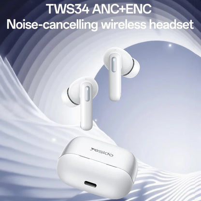 Handsfree Bluetooth Yesido TWS34, TWS, ANC, Wit