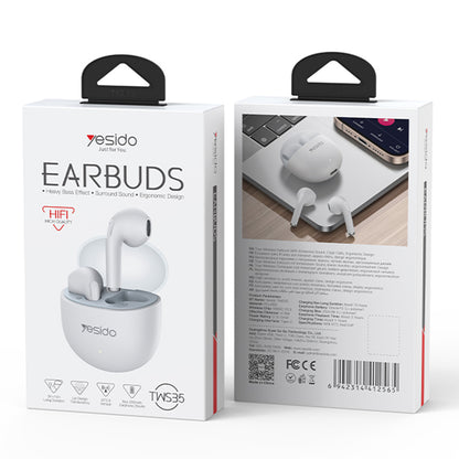 Handsfree Bluetooth Yesido TWS35, TWS, Weiß