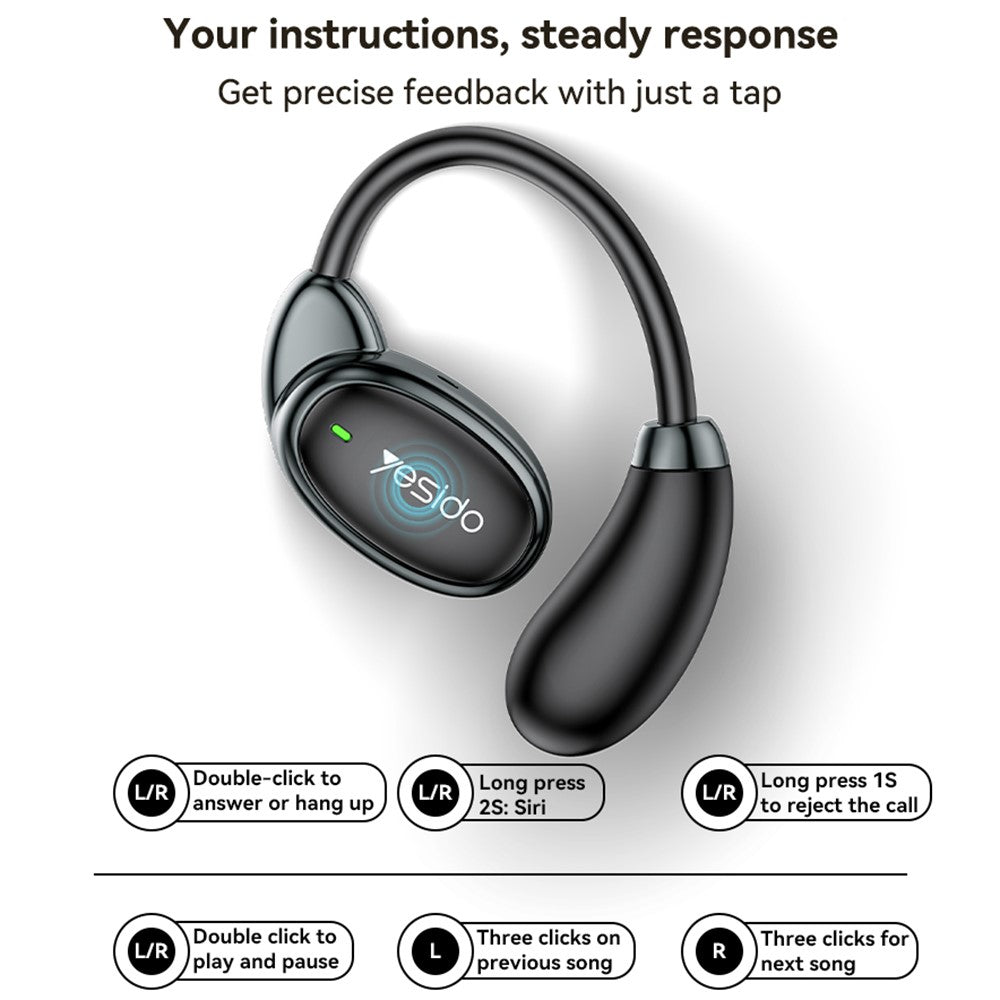 Handsfree Bluetooth Yesido YSP19 BL, TWS, Zwart