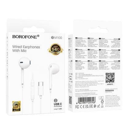 Kit mains libres USB-C Borofone BM100 Fuente, Blanc