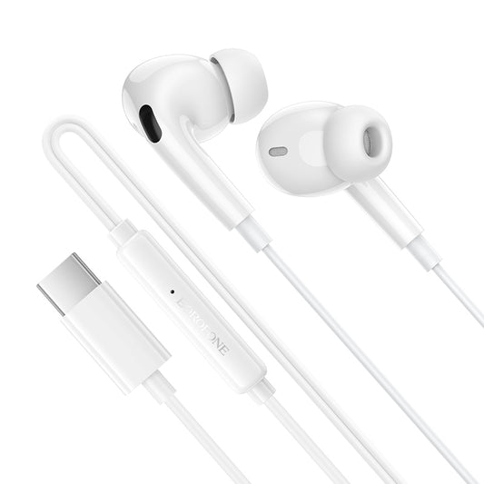 Handsfree USB-C Borofone BM100 Pro Fuente, Wit
