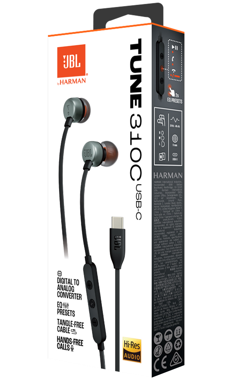 Handsfree USB-C JBL Tune 310C, Schwarz JBLT310CBLK