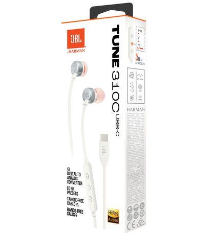 Handsfree USB-C JBL Tune 310C, Wit JBLT310CWHT