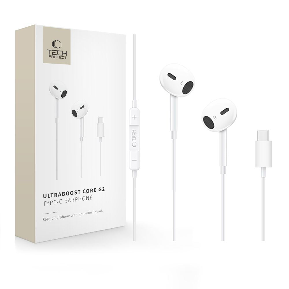 Handsfree USB-C Tech-Protect Ultraboost Core G2, Weiß