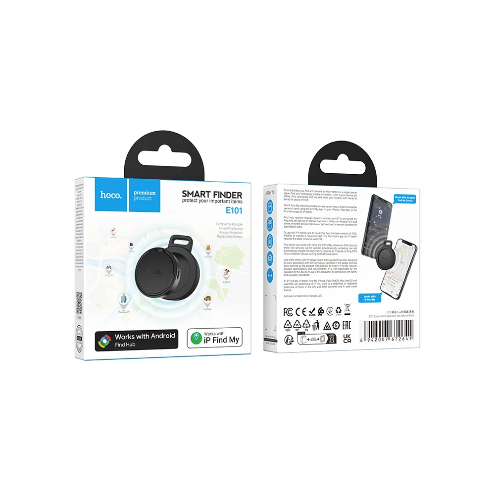 HOCO SmartTag E101 für iOS / Android Series, Schwarz
