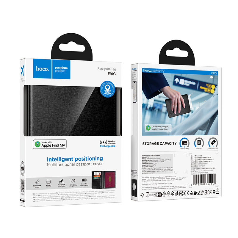 HOCO SmartTag Passport E91G voor iOS Series, Zwart