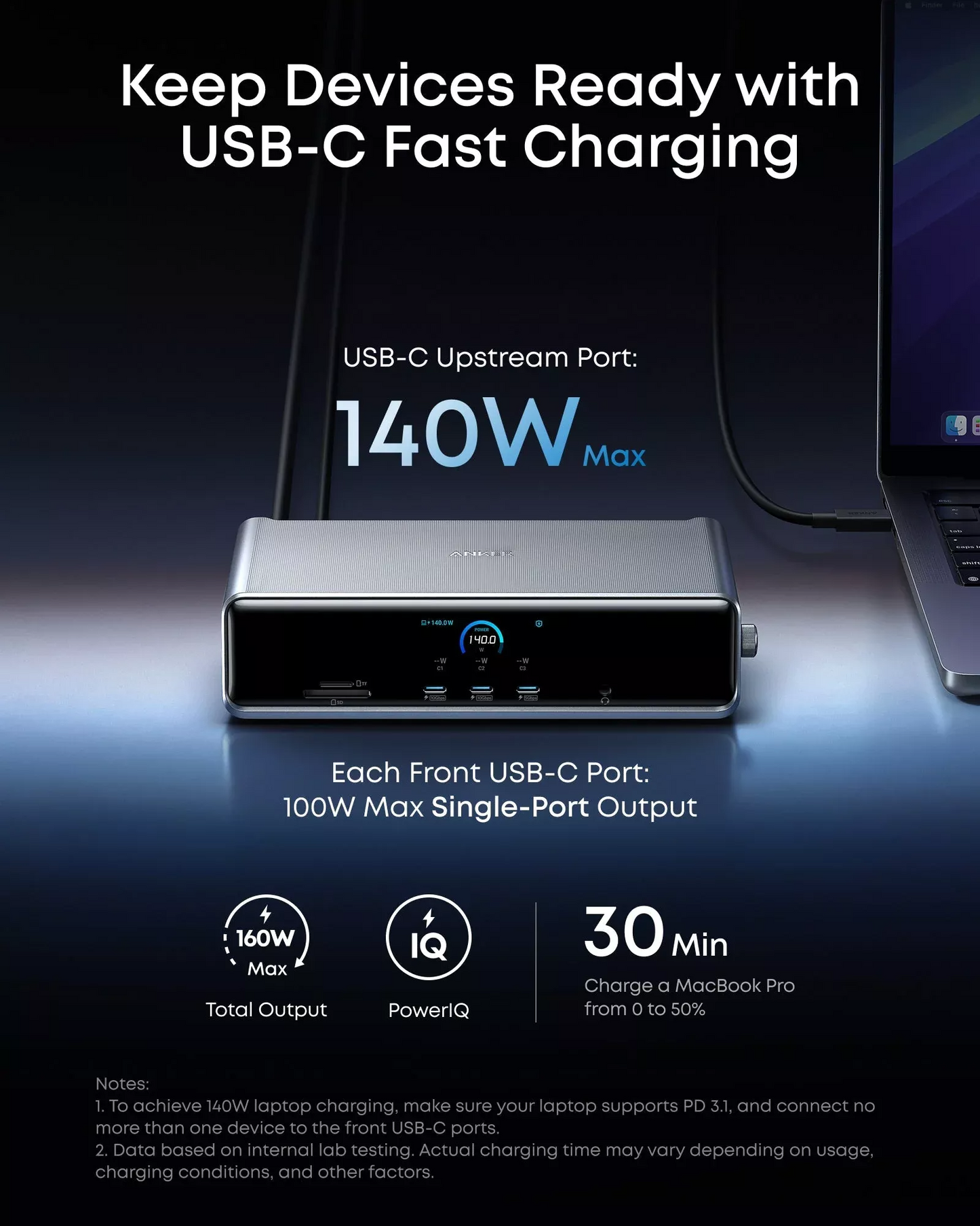 Multifunktionaler Hub Anker Prime, 3 x USB-A - 4 x USB-C - 1 x Display Port - 2 x HDMI - 1 x 3,5 mm Klinke - 1 x RJ45 - 1 x SD - 1 x microSD, Grau A83B33A1