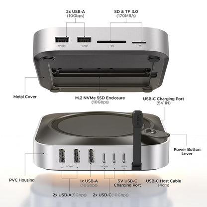 Multifunktionaler UGREEN CM841A (95094) Hub für Apple Mac Mini M4 / Pro, 10in1, Grau