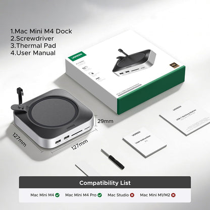 Multifunktionaler UGREEN CM841A (95094) Hub für Apple Mac Mini M4 / Pro, 10in1, Grau
