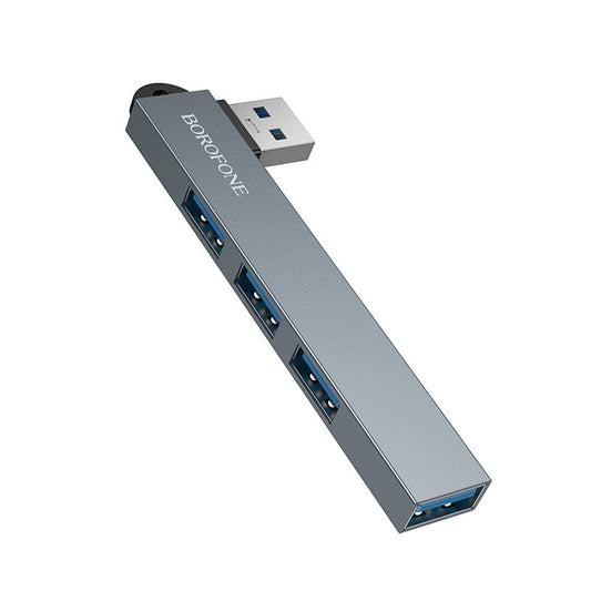 USB Hub Borofone FH1, 4-in-1, Grijs