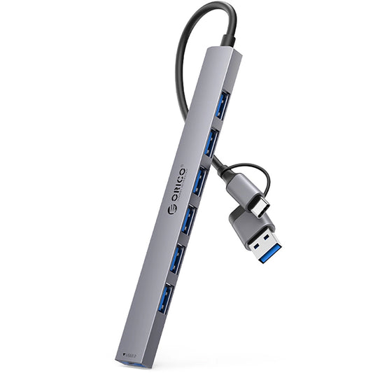 Hub USB / USB-C Orico YSA2-U3, 1 x USB-A 3.0 - 6 x USB-A, Gris