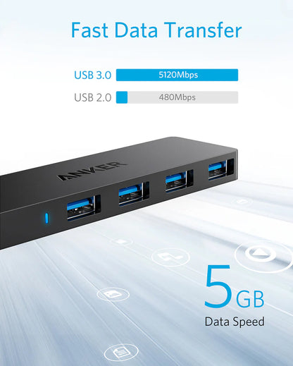 Anker USB-hub, 4 x USB-A 3.0, zwart A7516016 