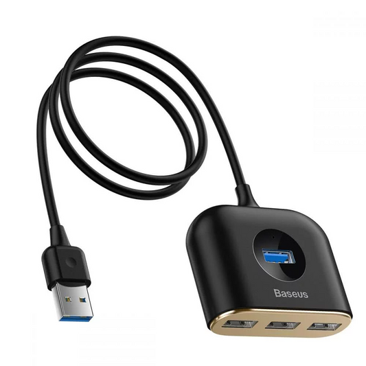 Hub USB Baseus Square, 1 x USB-A 3.0 - 3 x USB-A, Zwart CAHUB-AY01