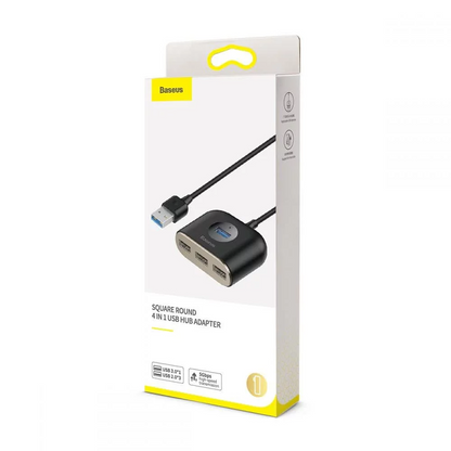 Hub USB Baseus Square, 1 x USB-A 3.0 - 3 x USB-A, Noir CAHUB-AY01