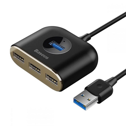 Hub USB Baseus Square, 1 x USB-A 3.0 - 3 x USB-A, Zwart CAHUB-AY01