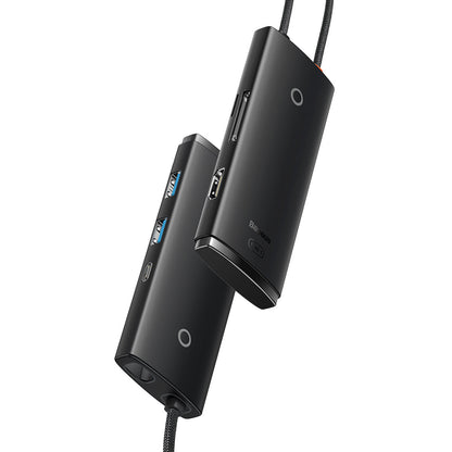 Hub USB-C Baseus, 2 x USB-A 3.0 - 1 x USB-C - 1 x HDMI - 1 x SD - 1 x microSD, Schwarz WKQX050001