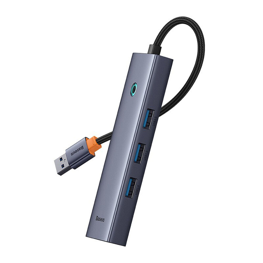 Baseus UltraJoy USB Hub, 3 x USB-A 3.0 - 1 x RJ45, Gray B0005280A813-01