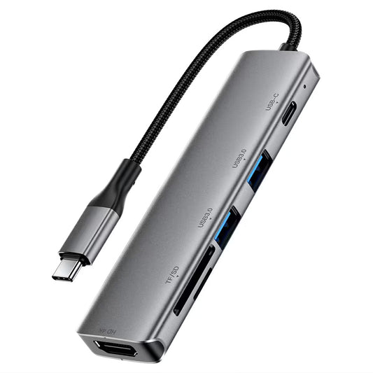 Hub USB-C Acefast J18, 6in1, Gri