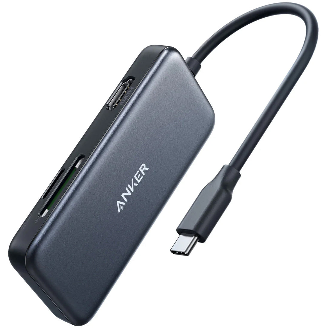 Hub USB-C Anker, 2 x USB-A 3.0 - 1 x HDMI - 1 x SD - 1 x microSD, Schwarz A8334HA1
