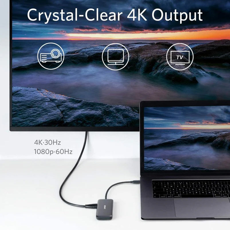 Hub USB-C Anker, 2 x USB-A 3.0 - 1 x HDMI - 1 x SD - 1 x microSD, Schwarz A8334HA1