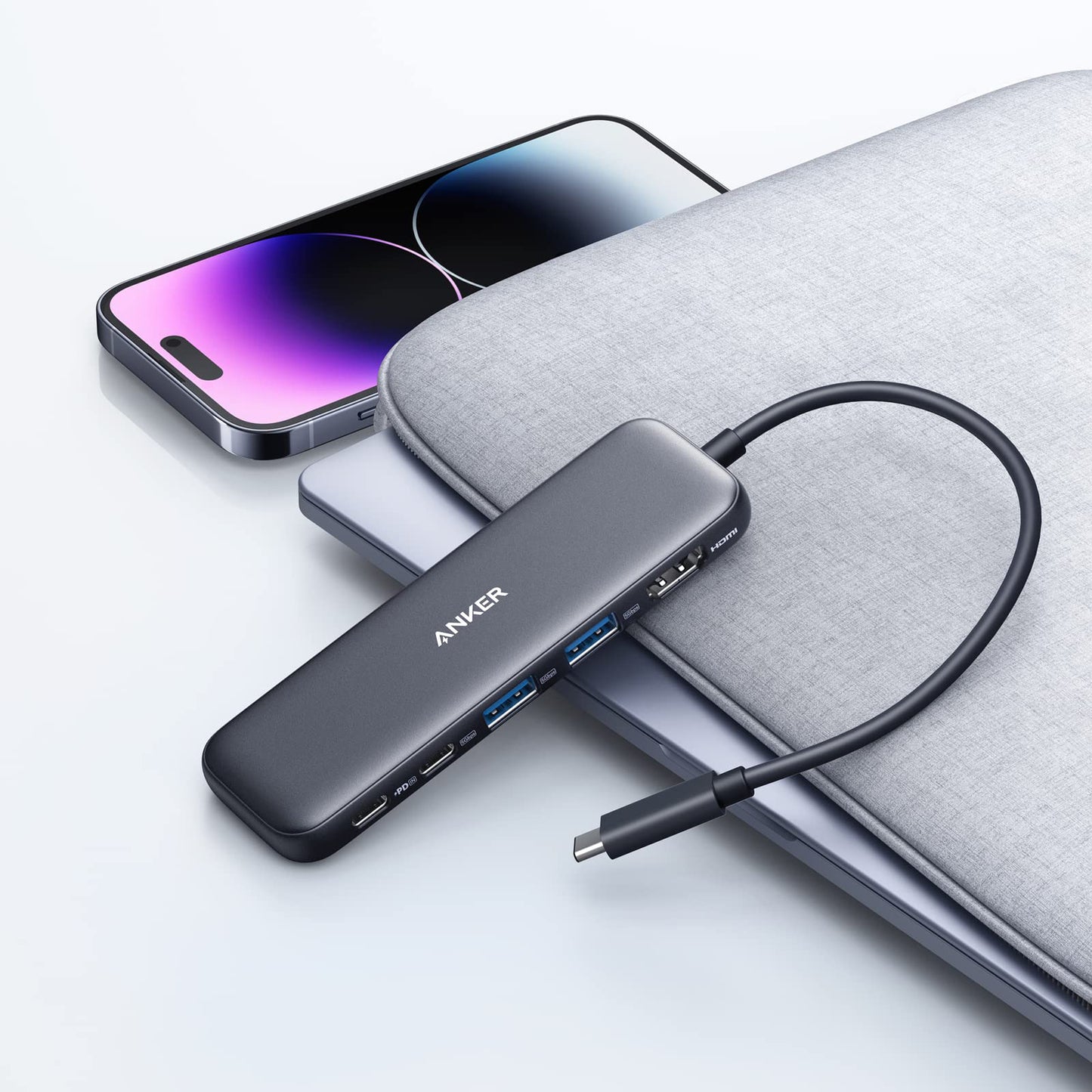 Hub USB-C Anker 332, 2 x USB-A - 2 x USB-C - 1 x HDMI, Gris A8355H11