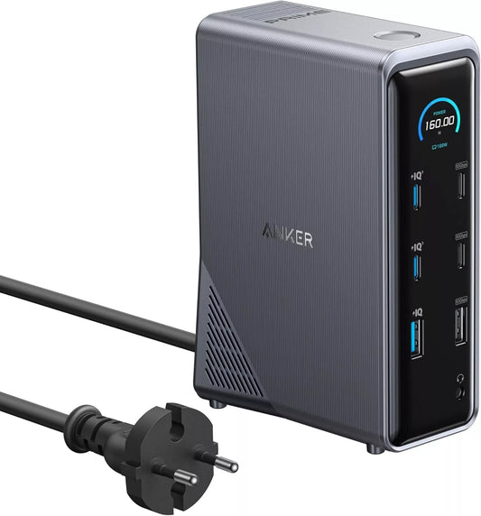 Hub USB-C Anker Prime 737, 2 x USB-A 3.0 - 3 x USB-A - 5 x USB-C - 2 x HDMI - 1 x Jack 3,5 mm - 1 x RJ45, Schwarz A83B63A1