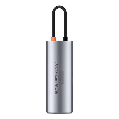 Baseus Joystar USB-C Hub, 3 x USB-A 3.0 - 1 x USB-C - 1 x HDMI - 1 x SD - 1 x microSD, Zilver B0003070881111-00 