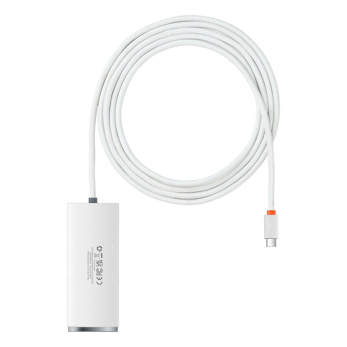USB-C Hub Baseus Lite, 4 x USB-A 3.2, 2m, Wit