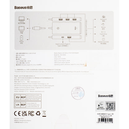 USB-C Hub Baseus Lite, 4 x USB-A 3.2, 2m, Wit