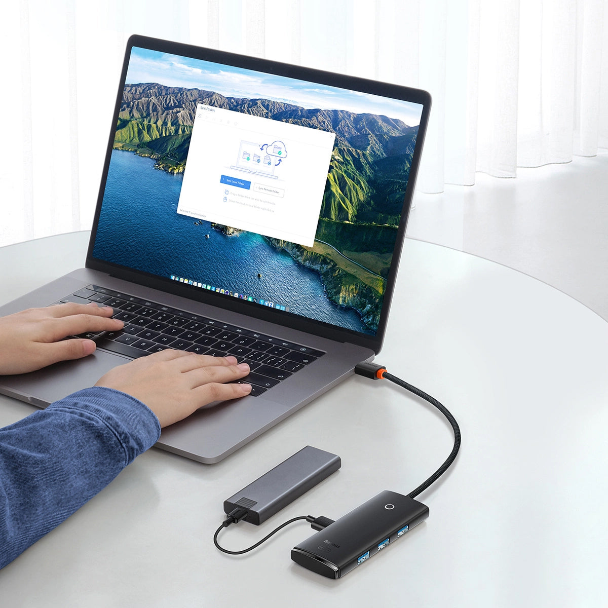 Baseus Lite USB-C Hub, 4 x USB-A 3.0 - 1 x USB-C, 0,25 m, Zwart WKQXX030301 