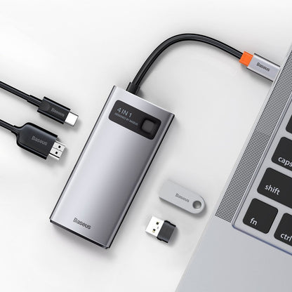 Hub USB-C Baseus Metal Gleam, 2 x USB-A - 1 x USB-C - 1 x HDMI, Grau Wiederverpackt CAHUB-CY0G
