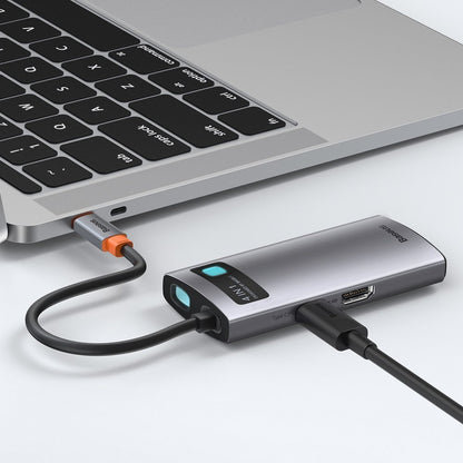 Hub USB-C Baseus Metal Gleam, 2 x USB-A - 1 x USB-C - 1 x HDMI, Grau Wiederverpackt CAHUB-CY0G