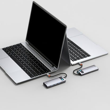 USB-C Hub Baseus Metal Gleam, 3 x USB-A - 1 x USB-C - 1 x HDMI, Grijs WKWG020013 