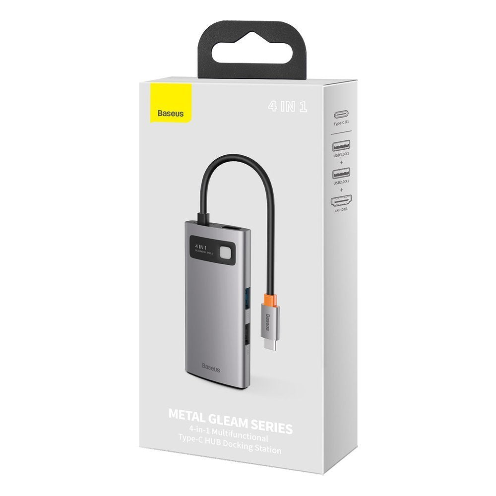 Hub USB-C Baseus Metal Gleam, 2 x USB-A - 1 x USB-C - 1 x HDMI, Grau Wiederverpackt CAHUB-CY0G