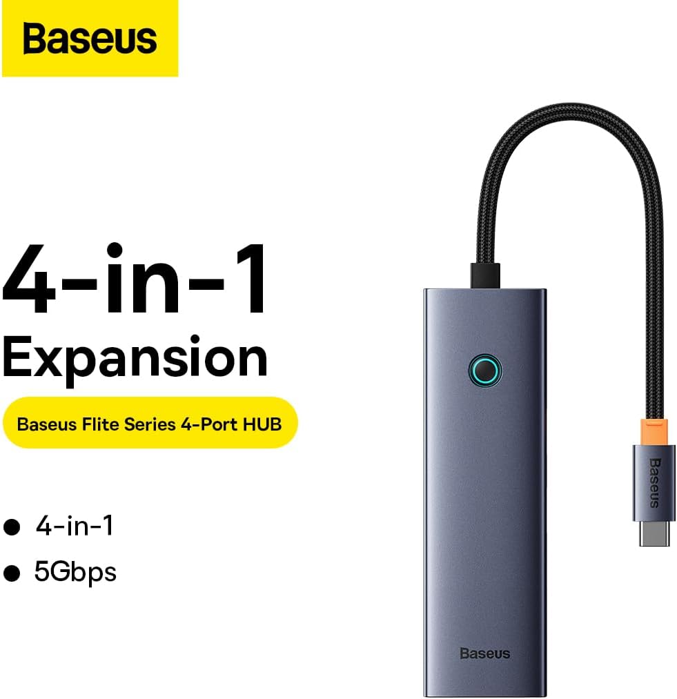 USB-C Hub Baseus UltraJoy, 4 x USB-A 3.0, Grijs B0005280A813-03