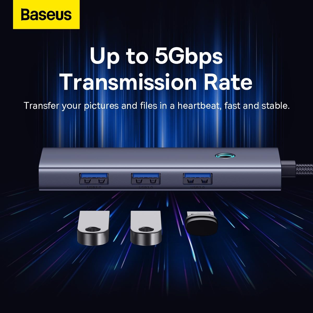 USB-C Hub Baseus UltraJoy, 4 x USB-A 3.0, Grijs B0005280A813-03